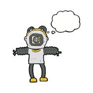 cartoon deep sea diver with thought bubble N26