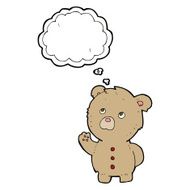 cartoon waving teddy bear with thought bubble N9