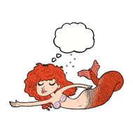 cartoon mermaid with thought bubble N56