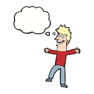 cartoon happy man with thought bubble N386