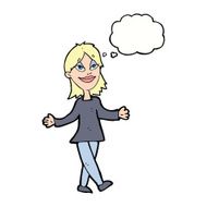 cartoon woman with no worries thought bubble N30