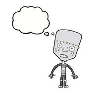cartoon robot with thought bubble N142