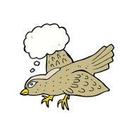 cartoon bird with thought bubble N239