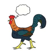 cartoon cockerel with thought bubble N25