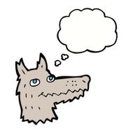 cartoon wolf head with thought bubble N17