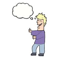 cartoon laughing man with thought bubble N18