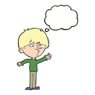cartoon worried man reaching with thought bubble N18