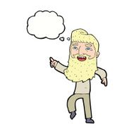 cartoon man with beard laughing and pointing thought bubble N9