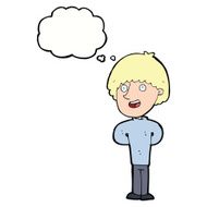 cartoon happy man with thought bubble N387