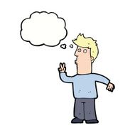 cartoon man signalling with hand thought bubble N5