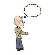 cartoon old man with mustache thought bubble N25