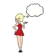 cartoon pretty woman with thought bubble N226