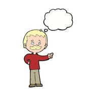 cartoon man with mustache pointing thought bubble N26