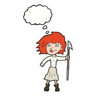 cartoon woman with spear thought bubble N9