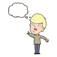 cartoon man asking question with thought bubble N41