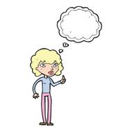 cartoon woman giving thumbs up symbol with thought bubble N57