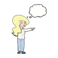 cartoon pretty woman pointing with thought bubble N35