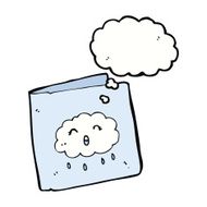 cartoon card with cloud pattern thought bubble