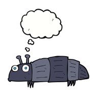 cartoon bug with thought bubble N31
