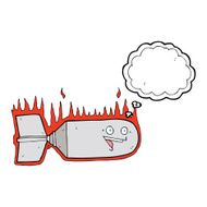 cartoon falling bomb with thought bubble N5