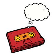 cartoon cassette tape with thought bubble N2