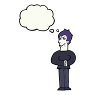 cartoon vampire with thought bubble N104