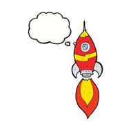 cartoon spaceship with thought bubble N25