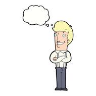 cartoon proud man with thought bubble N25