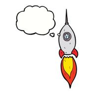 cartoon spaceship with thought bubble N26