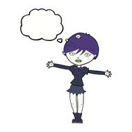 cartoon vampire girl with thought bubble N188