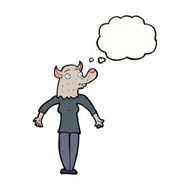 cartoon werewolf woman with thought bubble N5