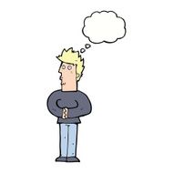 cartoon nervous man with thought bubble N116