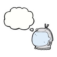 cartoon astronaut helmet with thought bubble N25
