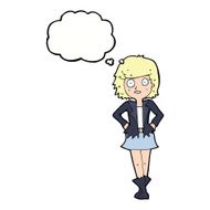cartoon girl in jacket with thought bubble N9