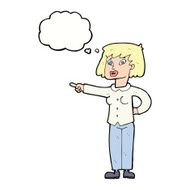 cartoon woman pointing with thought bubble N180