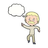 cartoon man with mustache pointing thought bubble N27
