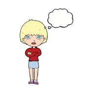 cartoon woman with crossed arms thought bubble N37