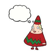 cartoon elf with thought bubble N9