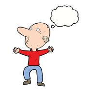 cartoon worried middle aged man with thought bubble N9