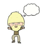 cartoon happy man with beard thought bubble N36
