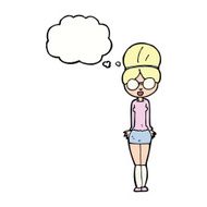 cartoon librarian woman with thought bubble N9