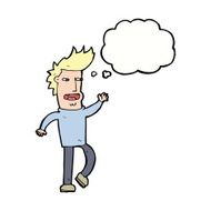 cartoon loudmouth man with thought bubble N9