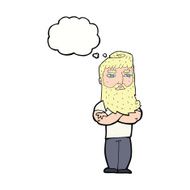 cartoon serious man with beard thought bubble N18
