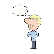 cartoon happy man with thought bubble N388
