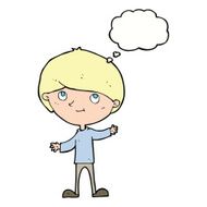 cartoon happy boy with thought bubble N192