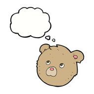 cartoon teddy bear face with thought bubble N9