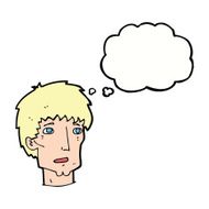 cartoon worried man with thought bubble N81