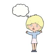 cartoon worried woman with thought bubble N66