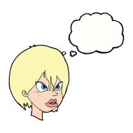 Cartoon Annoyed Woman With Thought Bubble N155