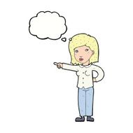 cartoon woman pointing with thought bubble N181